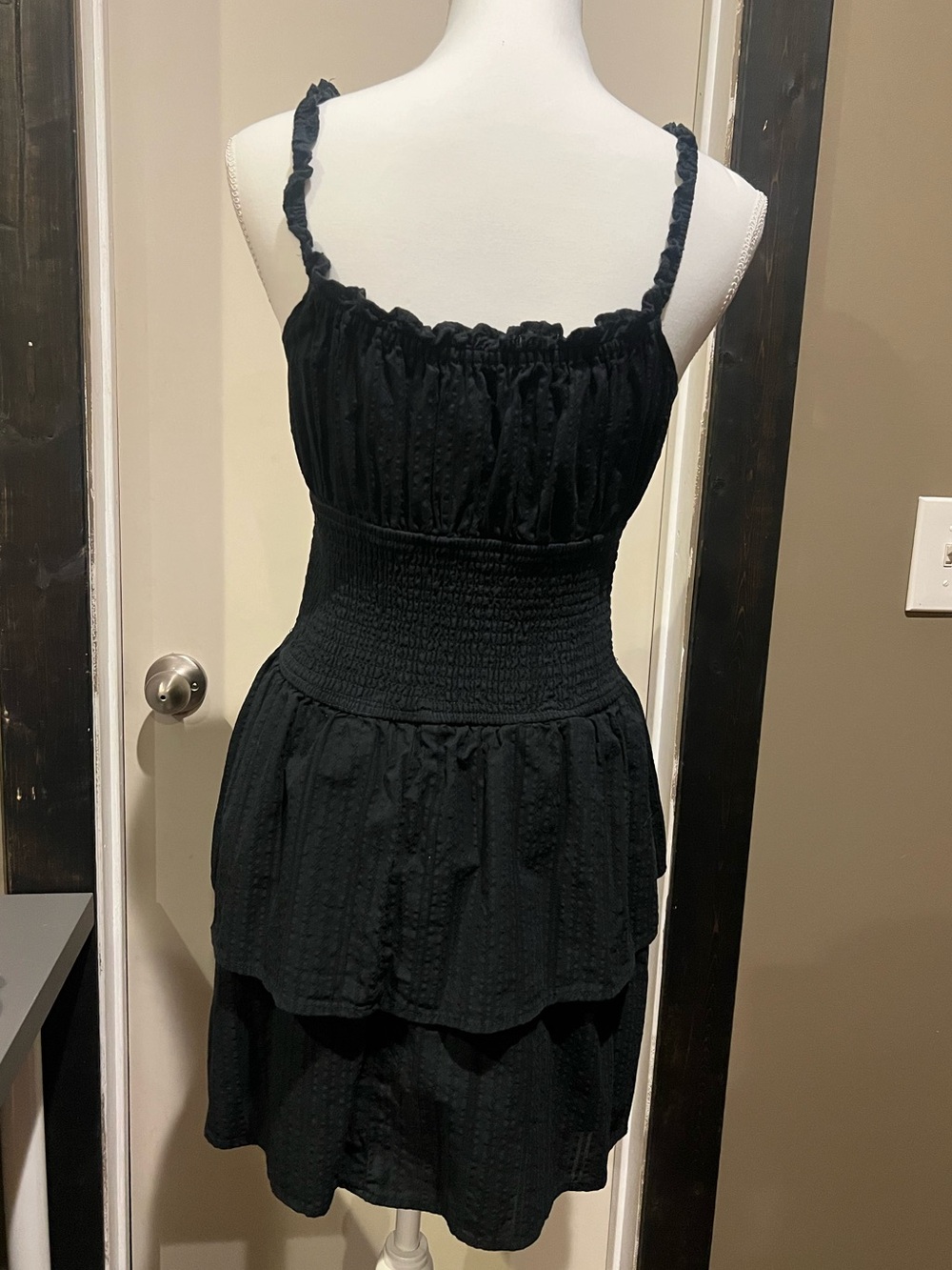 Aeropostale Black Ruffled Smocked Mini Dress - Picture 2 of 4